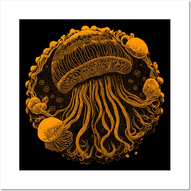 Retro Abstract Jellyfish Wall Art by Deniz Digital Ink